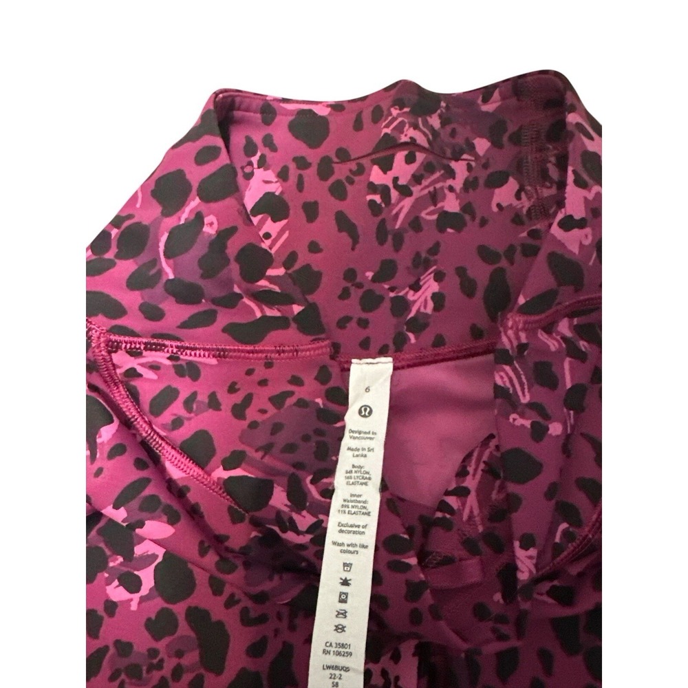 Lululemon Cheetah Camo Women's High Rise Crop Leggings Magenta Purple/Pink Size6 - Picture 7 of 12